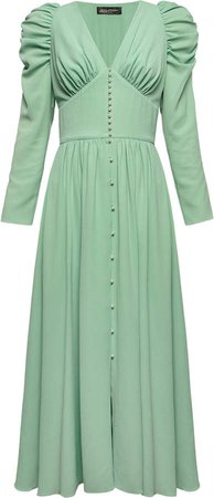 Anna October Button-Accented Crepe De Chine Dress