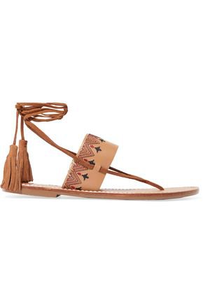 Tasseled embroidered leather sandals | SOLUDOS | Sale up to 70% off | THE OUTNET