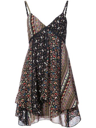 “short black patchwork cami slip dress” from Trixxi