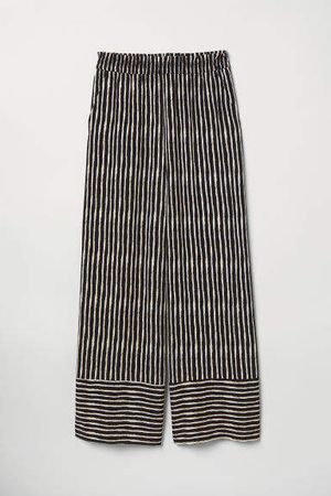 Striped Pull-on Pants - Black