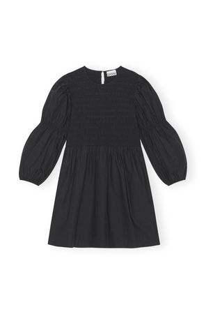 Black Black Cotton Poplin Smock Mini Dress | GANNI UK