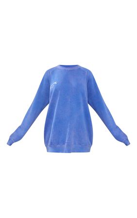 Prettylittlething Blue New Vibe Sweatshirt | PrettyLittleThing USA