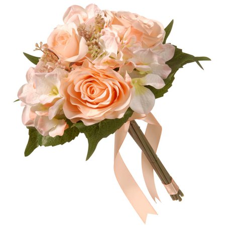 National Tree Company 12.2 in. Mixed Peach Rose and Hydrangea Bouquet-RAS-7551RPE-1 - The Home Depot