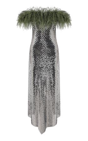 Janis Feather-Trimmed Sequin Maxi Dress By Ila. | Moda Operandi