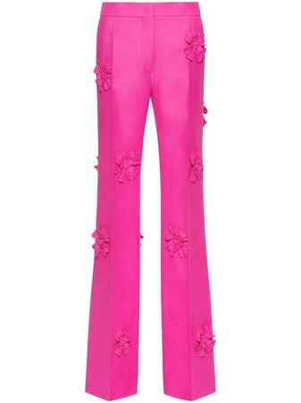 Valentino floral-appliqué Tailored Trousers - Farfetch