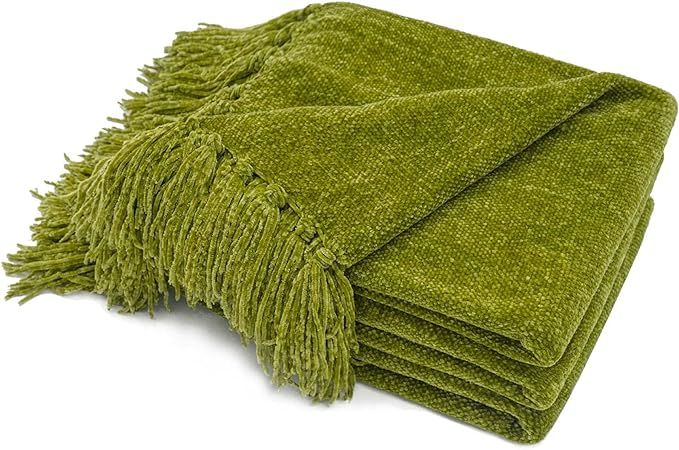 Amazon.com: RECYCO Throw Blanket Soft Cozy Chenille Throw Blanket with Fringe Tassel for Couch Sofa Chair Bed Living Room Gift (Loden Green, 60'' x 80'') : Home & Kitchen