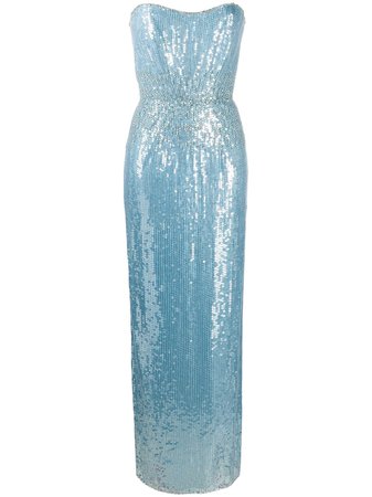 Jenny Packham Strapless Sequin Embellished Gown - Farfetch