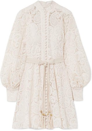 Amari Guipure Lace Mini Dress - Off-white