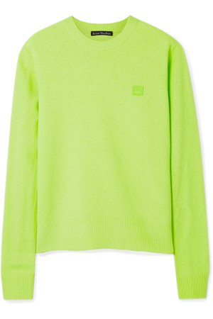 Acne Studios | Nalon Face appliquéd neon wool sweater | NET-A-PORTER.COM