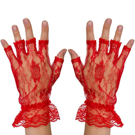 red gloves red lace gloves punk accessories