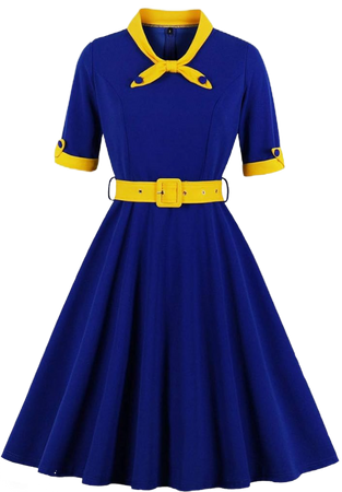 1940s blues and yellow dress
