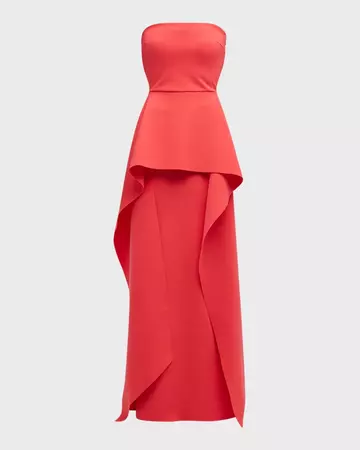 Chiara Boni La Petite Robe Strapless Draped Column Gown | Neiman Marcus