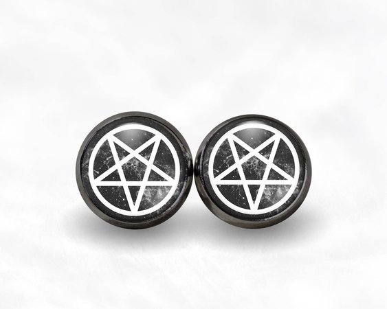 pastel goth pentagram earrings