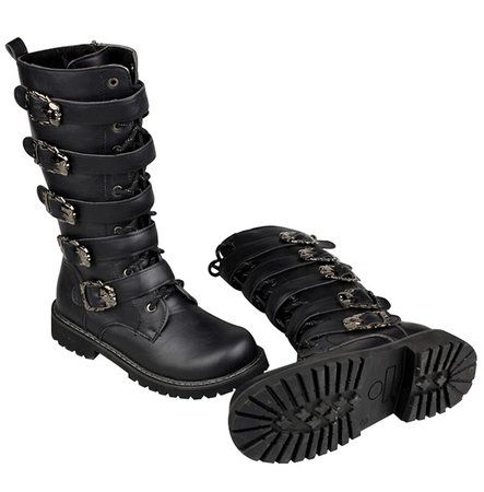 Punk Rock Men's Military Mid Calf Buckled Boots