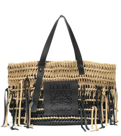 Woven leather tote