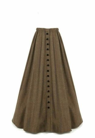 brown button skirt