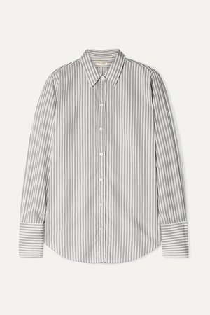 Gray Helen striped cotton-poplin shirt | Nili Lotan | NET-A-PORTER