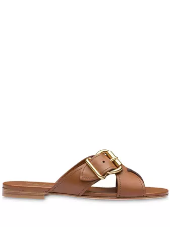 Shop Prada Leather Sandals with Express Delivery - FARFETCH