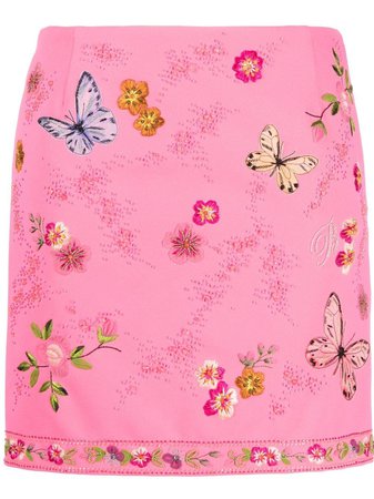 Blumarine Butterfly Embroidered Skirt - Farfetch