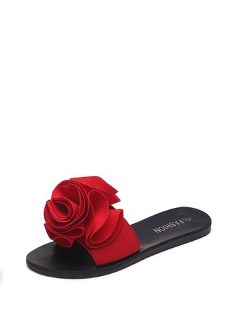 Flower Embellished Flat Sandals