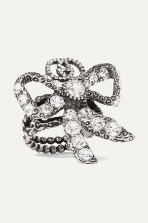 Silver Palladium-tone crystal ring | Gucci | NET-A-PORTER