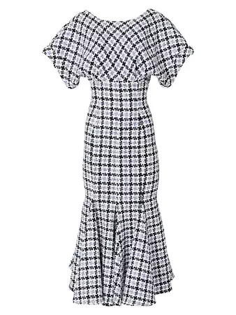 Shop Carolina Herrera Tweed Flared-Hem Midi-Dress | Saks Fifth Avenue