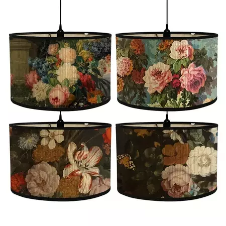 Chandelier Lamp Shade Bamboo Lamp Shade Vintage Floral Print European Style Pattern Chandelier Lamp Lampshade Japanese Style Light Cover Lamp Shades For Floor Light And Table Lamp - Temu
