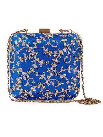 blue gold clutch bag