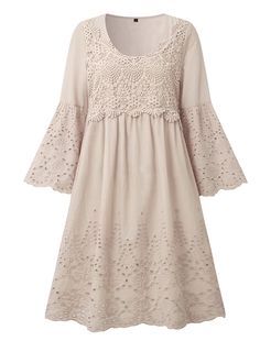 Summer Off-White Babydoll Dress - Mini