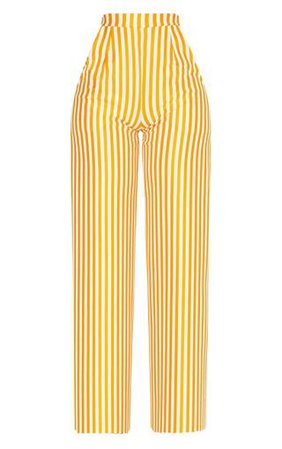 Shape Mustard Striped Wide Leg Pants | PrettyLittleThing USA