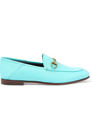 Light blue Horsebit-detailed collapsible-heel leather loafers | Gucci | NET-A-PORTER