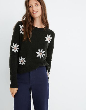 Floral Intarsia Pullover Sweater