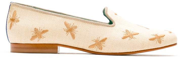 Blue Bird Shoes Bees straw loafers