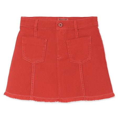 poppy red skirt