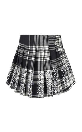 Embroidered Tartan Wool Mini Skirt By Des Phemmes | Moda Operandi