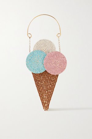 Pink Gelato crystal-embellished gold-tone and twill tote | Rosantica | NET-A-PORTER