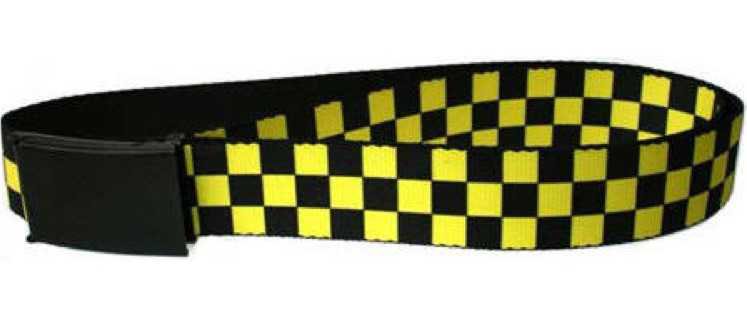 black and yellow checkered belt