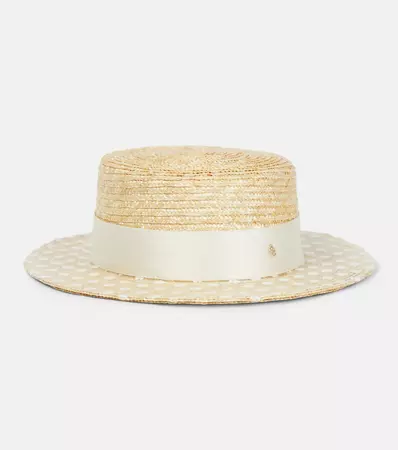 Kiki Embellished Straw Boater Hat in Neutrals - Maison Michel | Mytheresa