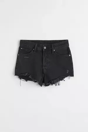 High Waist Denim Shorts - Black - Ladies | H&M US