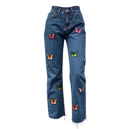 Butterfly Embroidery Jeans – Boogzel Apparel