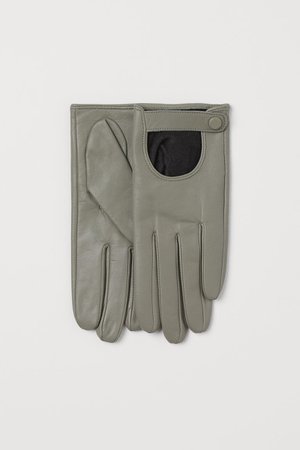 Leather gloves - Khaki green - Ladies | H&M GB