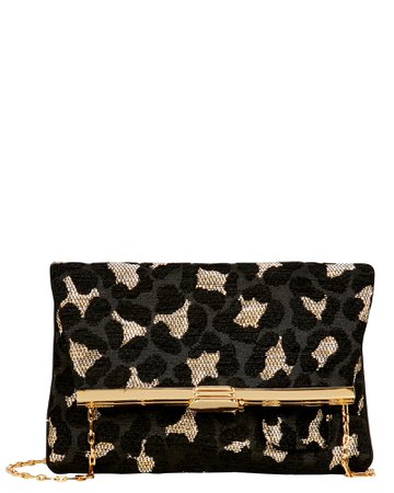 Leopard Chenille Fold-Over Clutch