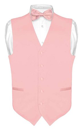 Men's Dress Vest & Bowtie Solid Dusty Pink Color Bow Tie Set 6XL at Amazon Men’s Clothing store