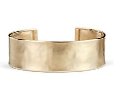 Wide Hammered Cuff Bracelet in 14k Italian Yellow Gold | Blue Nile