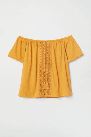 Off-the-shoulder Blouse - Yellow