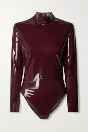 Burgundy Latex bodysuit | SAINT LAURENT | NET-A-PORTER