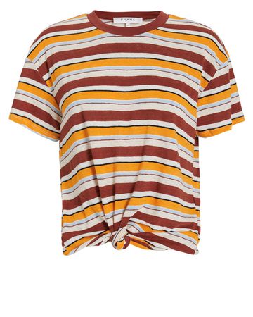Striped Linen Knotted Tee
