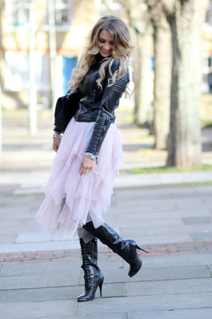 tulle and leather