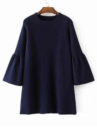 Fluted Sleeve Knit Dress