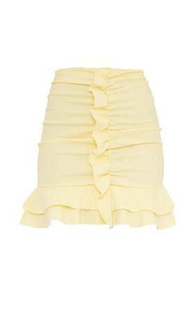 Pastel Yellow Woven Stretch Frill Front Mini Skirt | PrettyLittleThing USA